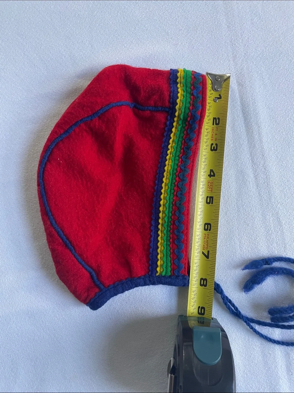 VINTAGE HANDMADE WOOL Bonnet Red Scandinavian Hat Cap Winter Toddler